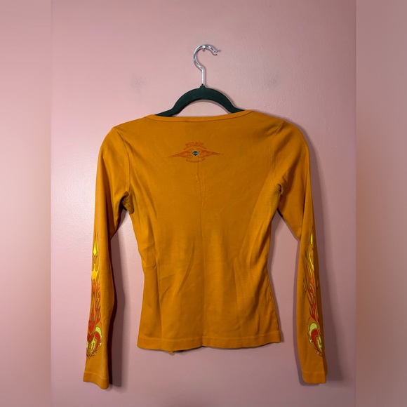 Y2K Harley Davidson Flaming Hearts LongSleeve - Picture 4 of 5